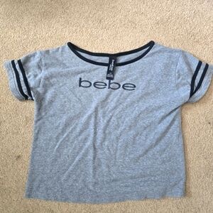 Bebe Gray Short Sleeve Tee with Sporty Trim